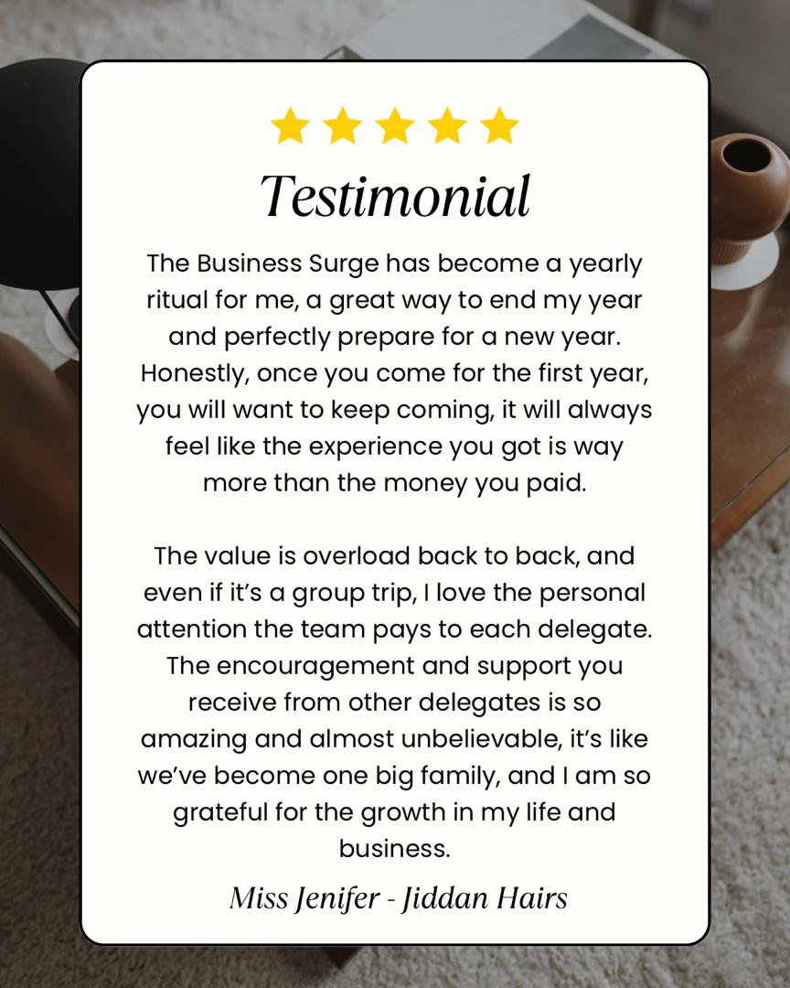 Five-star testimonial from Miss Jenifer of Jiddan Hairs